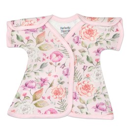 Perfectly Preemie Girl's Open-Shoulder Short-Sleeve Ultra Soft NICU Dress (Maeve, Preemie)