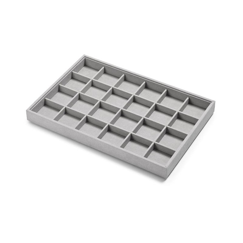Oirlv Grey Microfibre Stackable Jewellery Trays 24 Grids Jewellery Display