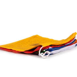 Tibetan Prayer Flags Cotton Outdoor Decoration - 7.4" x 7.4" Handmade in Nepal Windhorse Mixed Deity Flag Affirmation [10 Flags]