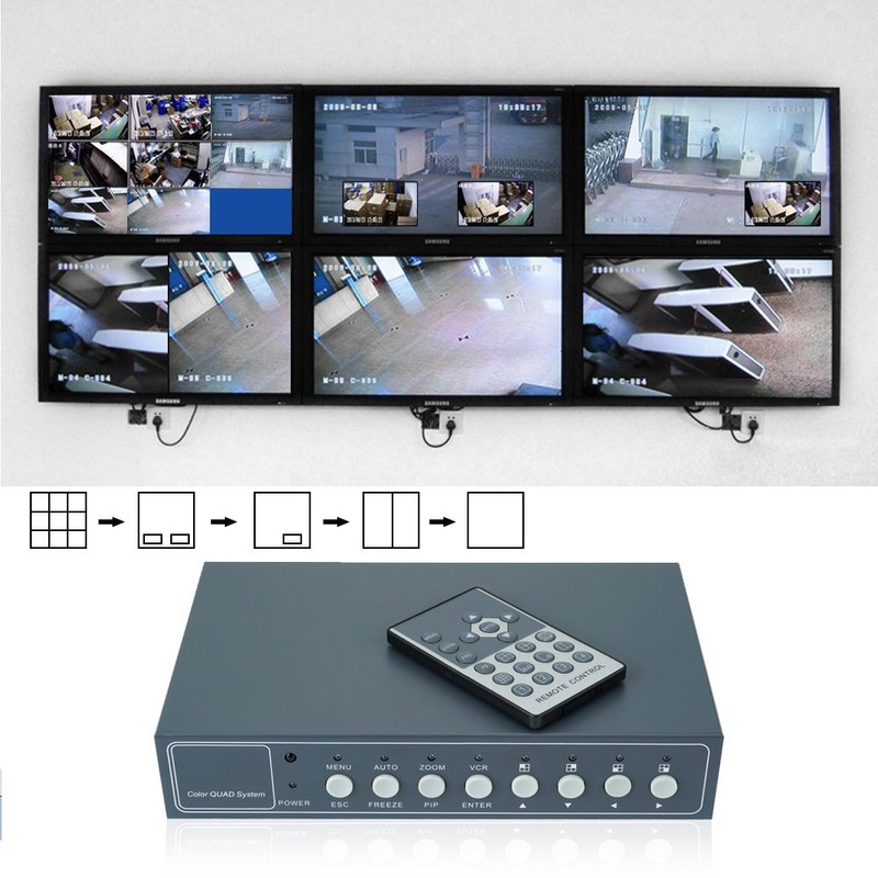 TOUGHSTY 8Ch CCTV Color Quad Processor Non-Realtime Video Multiplexer Screen