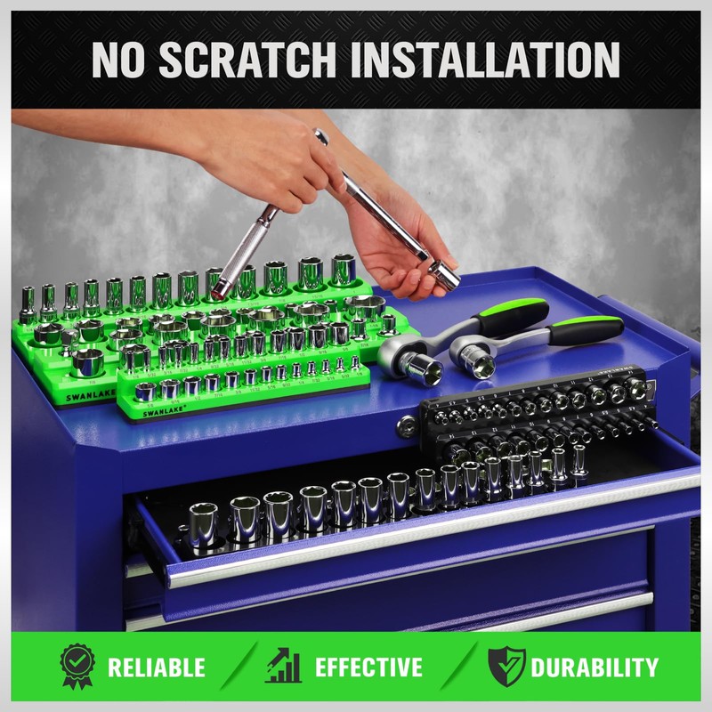 Magnetic Socket Organizer Holder Tool: 8PCS Set includes 2PCS 1/4",