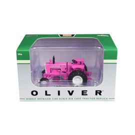 White Oliver 1755 Wide Front Tractor Pink 1/64 Diecast Model by SpecCast SCT714