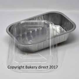 Bakery direct-25 Aluminium- Foil- Strong Disposable Baking Tray Loaf Dish Complete with snap on PLA Clear lids