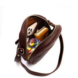 Portland Leather Goods Large Circle Crossbody Bag for Women – Handmade from the Finest Full-Grain Hides – Features Interior & Exterior Pockets & an Adjustable Strap – Coldbrew
