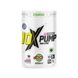 10X Athletic Non Stim Pre Workout No Caffeine Beta Alanine Creatine Sugar Free Vegan Low Calorie Various Flavours 600g 25/50 Servings (Cobra Ki)