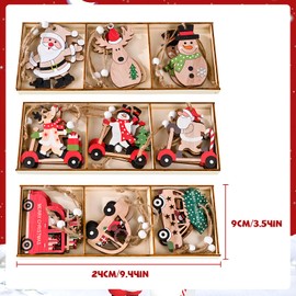 Pack of 27 Wooden Christmas Pendants, Christmas Decoration Deer Decoration Figure with Reindeer Tree Decoration for Hanging, Wooden Pendants Christmas Pendant for Christmas Tree Christmas Party