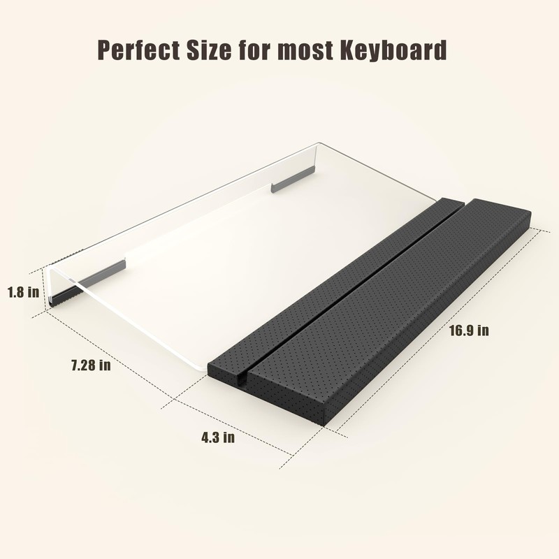 Kovesayi Acrylic Keyboard Stand with Ergonomic PU Leather Wrist Rest