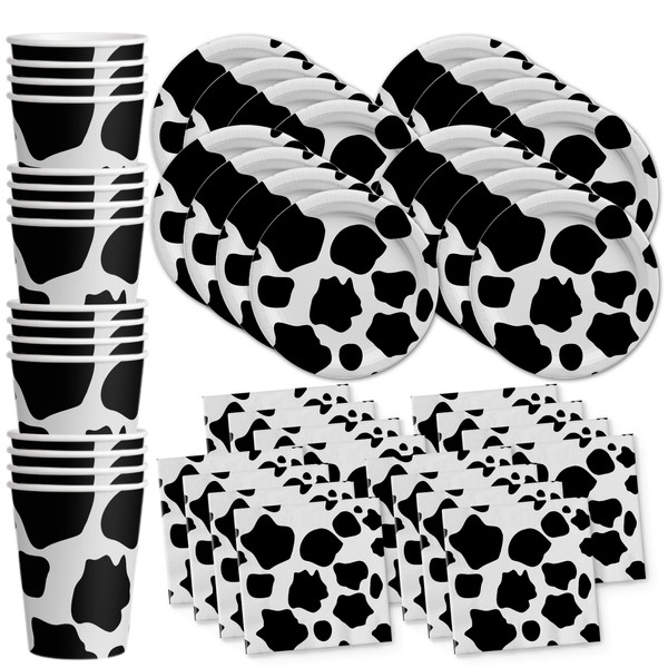 Cow Print Birthday Party Supplies Set Plates Napkins Cups Tableware Kit for 16