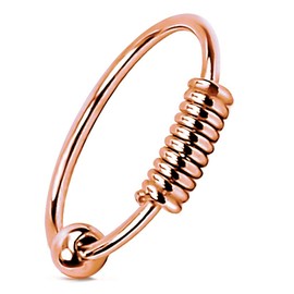Willys Jewellery Piercing Ring 925 Sterling Silver Gold-Plated Rose Gold Thin Hoop Ear Piercing and Nose Piercing Ball Closure, Sterling Silver