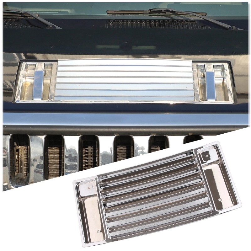autopart2021 Silver Front Hood Deck Vent Panel Handle Cover Trim