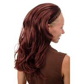 WIG ME UP - 90607-35 half wig hairpiece elegant with braided hair band long wavy highlighted wild wet look rust brown brown.