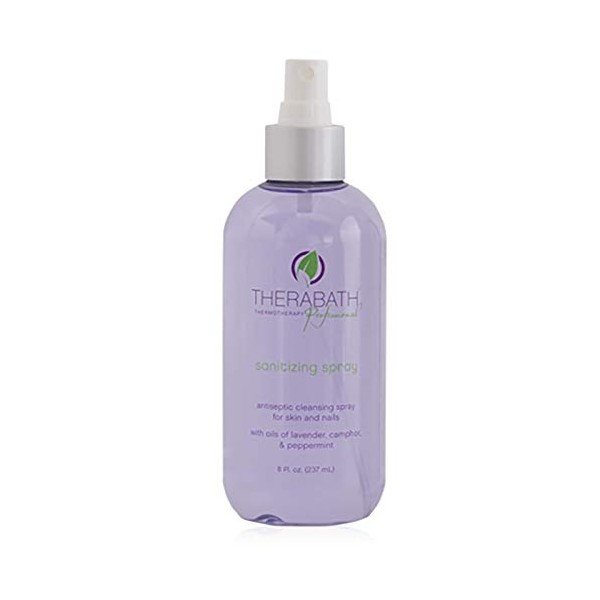 Therabath Sanitizing Spray, 8 oz. Antiseptic Cleansing Spray for Skin & Nails with Oils of Lavender, Camphor & Peppermint