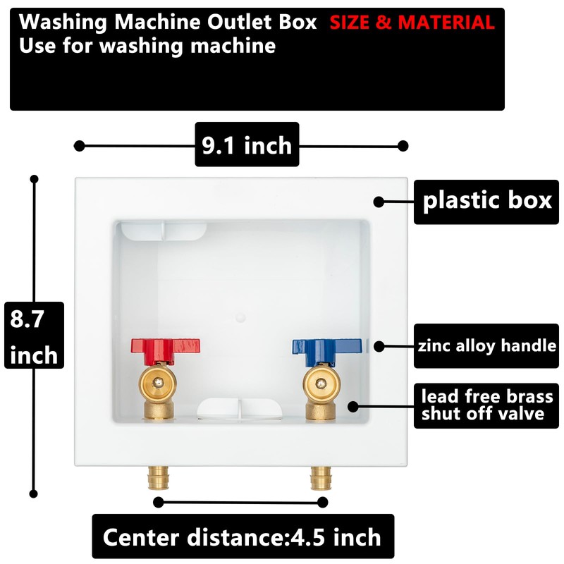(1 Pack) Lidertik Washing Machine Outlet Box Expansion PEX-A, Inlet