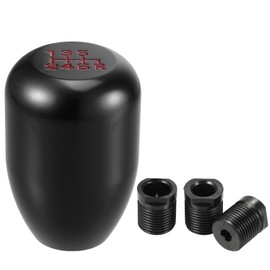A ABSOPRO 6 Speed Manual Shift Knob Car Shifter Stick Gear Knobs Aluminum AlloyShifting Lever with 8mm 10mm 12mm Adapters Black