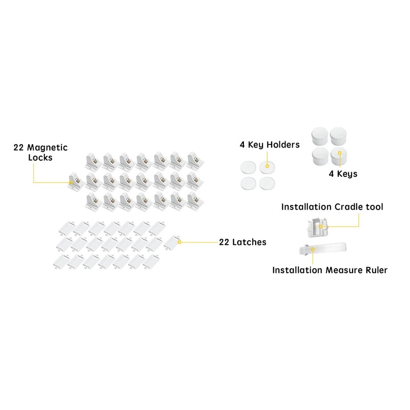 Vmaisi Magnet Cabinet Locks for Babies (22 Locks and 4