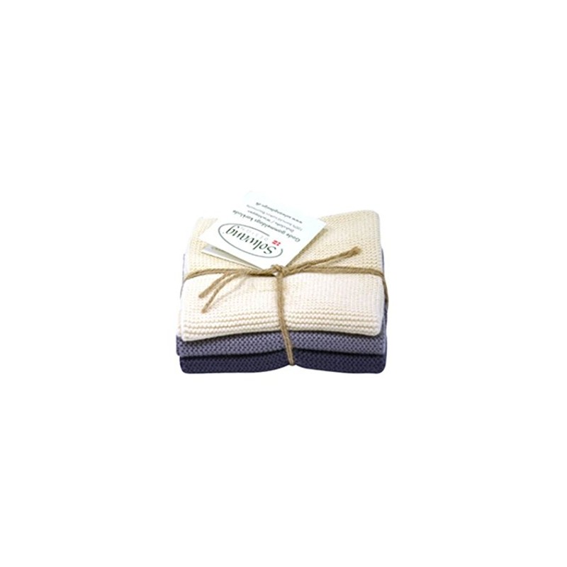 Solwang Cleaning Cloth Natural Warm Grey Combi Knitted Wipes Cotton