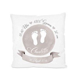 Personalisierbares Kissen zur Geburt Taufe - Baby-Geschenk mit Namen und Geburtsdaten, Geburtskissen, Namenskissen M√§dchen Junge, Taufgeschenk