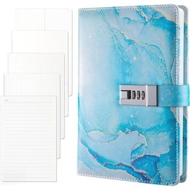 masoe Diario con Contraseña Libreta, Diario Personal con Candado, 180 Páginas. Cuaderno con Cerradura A5, se Utiliza en Oficinas, Escuelas, etc (Azul)