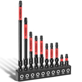 10-PCS T25 Torx Bits for Impact Driver, (1'' to 6'' Long) T-25 Star/Torx Bit Set, Premium Solid S2 Steel, Magnetic High-Torque, 1/4'' Hex-Shank for Auto Repair, Deck Building & DIY Projects