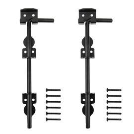 Gezen 12" Cane Bolt Gate Drop Rod Heavy Duty Gate Latch for Wooden Fences Metal Gates Doors Stopper Hardware Holding Gate to The Ground, Black Finish, 2 Pack