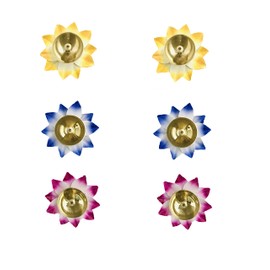 Gavya Juego de 6 lámparas de aceite de Jyot Diya con forma de loto Akhand Jyot Kamal Deepak Pooja Dia Puja Diwali Diya/Deepawali Deepak, decoración de Navidad, diseño único grabado, artículos de regalo, tamaño: 7,62 cm