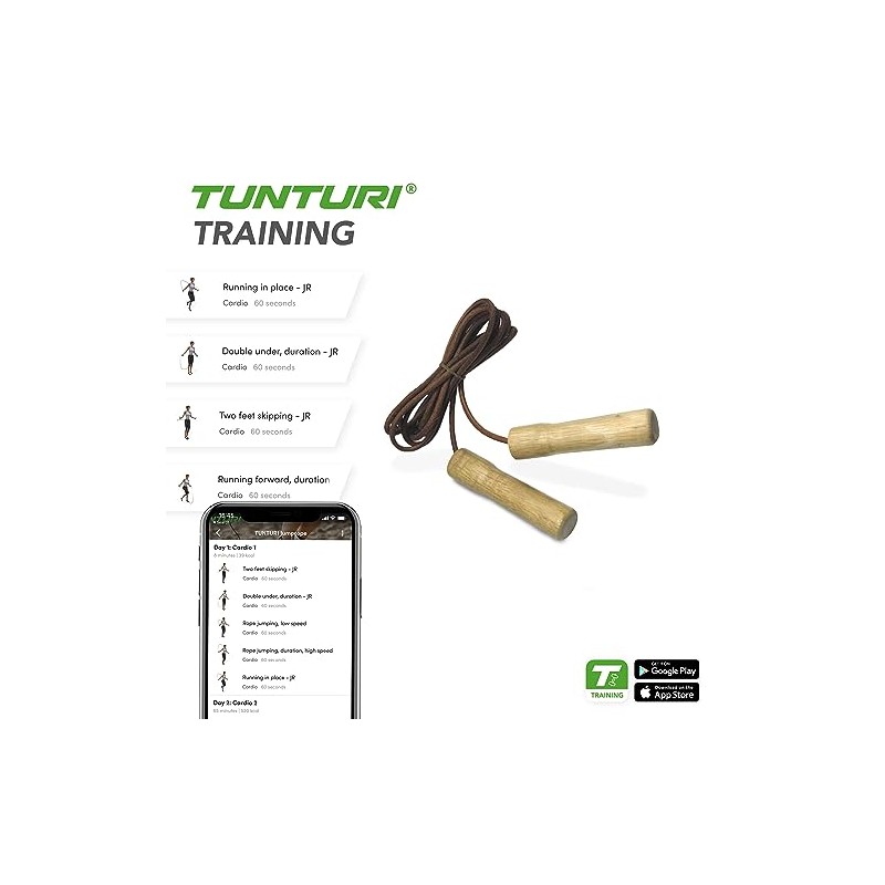 Tunturi Unisex Jump Leather Skipping Rope, Brown, One Size