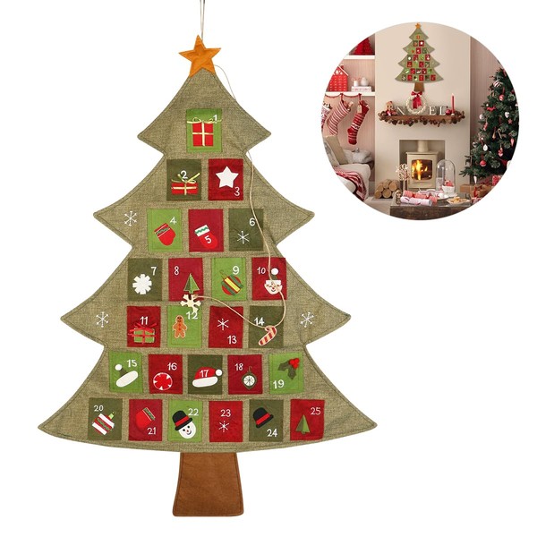 BESTONZON Advent Calendar Christmas Tree Countdown Calendar 64cm x 89cm