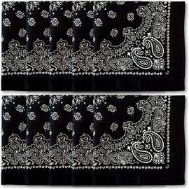 The Peacock Crew 10 Pack Black Bandanas in Premium Soft Cotton for Men and Women
