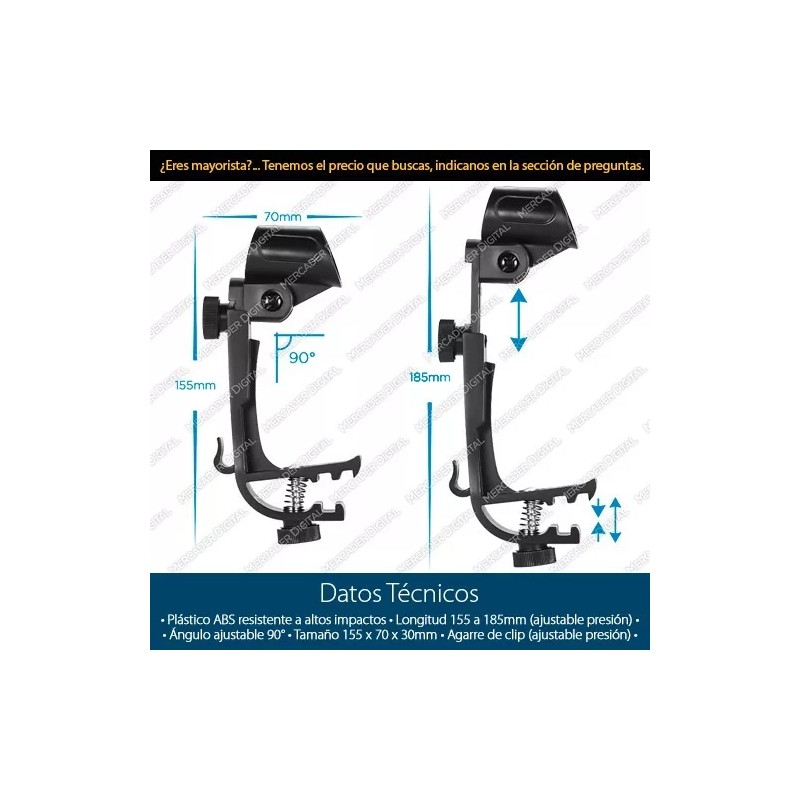 Mercader Digital Soporte Clamp Para Micrófono De Tambor De Batería