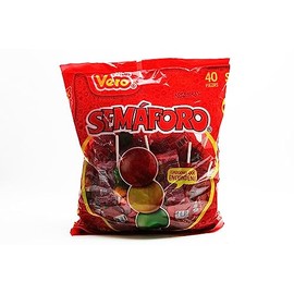 VERO - VERO SEMAFORO PALETA 40 ct, piruletas con sabor a frutas, caramelo mexicano