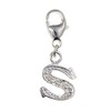 Alphabet/Initial Letter S Sterling Silver Clip-On Charm With Sparkly CZ