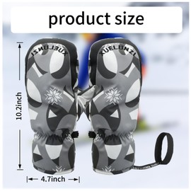 Andiker Ski Mittens Women, Waterproof Ski Gloves Ladies, Built-in Five Fingers Winter Warm Thermal Snowboard Gloves (Grey)