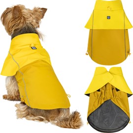 LOWRIDER Dog Raincoat- Adjustable Waterproof, Windproof, and Lightweight All Weather Rain Jacket and Poncho with Reflective Stripes, Yellow (X-Small)