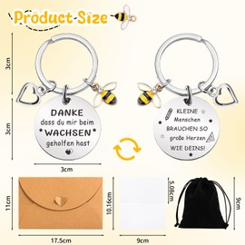 Forbabe Leaving Gift Teacher, Stainless Steel Keyring Thank You Nursery Teacher Gift Thank You Gift Teacher Bee Keyring with Thank You Cards Envelopes Gift Bags