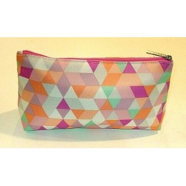 Clinique Pink, Purple, Green, & White Diamond Print Zippered Cosmetic Case - NEW