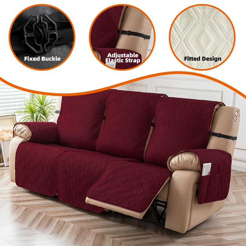Genina Waterproof Reclining Couch Cover for 3 Seater Non-Slip, Washable