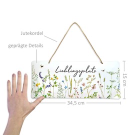 Tin Sign, Wall Decoration, Metal, for Hanging up, “Lieblingsplatz”, Metal Sign for Living Room, Garden or Balcony, Great Gift for Housewarming or Topping Out Celebration