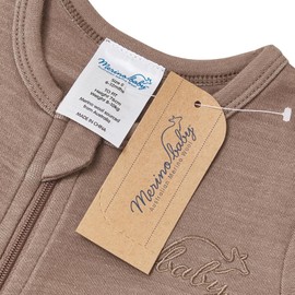 Merino Baby Merino Wool Coverall for 12-18 Months Babies, Brown Marle