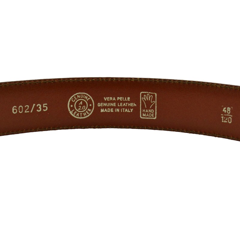 Conte Massimo Men's Genuine Leather Belt with Stitching, Brown leather