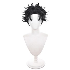 Soyusunny Short Cosplay Wig Costume Halloween Wigs for Women Men (Black)