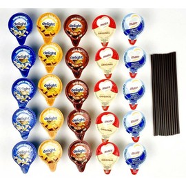 Coffee Creamer Singles Variety Pack, 100 Pack of 5 Flavor Variety Pack, Lycian Way Coffee Stirrers, For Home, Travel, Office, Special Occasion, Gift, Bar, Hotels