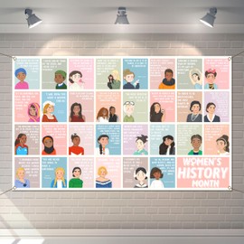 Buxiuer Women’s History Month Photo Booth Backdrop Decorations National March Women's Day Poster Famous Women Inspirational School Classroom Office Bulletin Board Decor