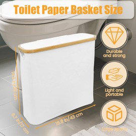 Toilet Paper Storage with Lid - High-Capacity Bath Organizer, Space-Saving Vertical Design for Bathroom/Kitchen, Holds up to 9-12 Rolls, Sturdy Construction (White)