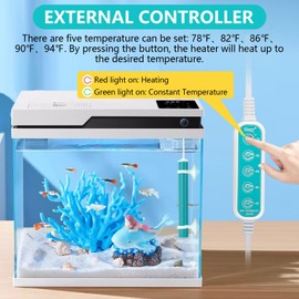 hygger Mini Submersible Aquarium Heater, Turtle and Betta Tank Heater with Digital Display/Five-Key External Controller Freshwater (75W-Key)