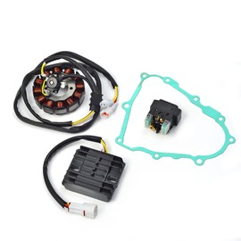 Stator Starter Relay Rectifier Regulator kit and Gasket Compatible with Yamaha YFZ450 2004-2009 Magneto Generator OEM 5JW-81940-02-00 5JW-81940-00-00 5TG-81960-00-00 5TG-81410-01-00 5TG-81410-03-00