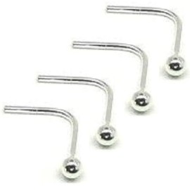 Marie-France 4 X Sterling Silver 1.5mm Ball L Shape Nose Studs