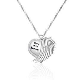 CHOORO Infant Baby Memorial Necklace Born Into Heaven Child Infant Loss Gift Infant Pregnancy Loss Miscarriage Remembrance Jewelry (Born Into Heaven Necklace)