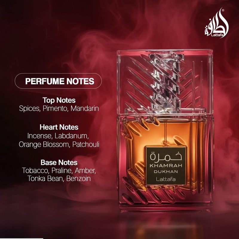 Lattafa Khamrah Dukhan for Unisex Eau de Parfum Spray, 3.4