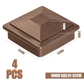 Post Caps, Wood Fence Post Bracket 4X4 (actual 3.5" x 3.5") Plastic Waterproof Post Topper Cover for Wooden Poles of Decks or Corridors