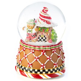 MACKENZIE-CHILDS Snow Globe, Christmas Decoration for Living Room, Holiday Decor, Candy Cottage